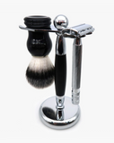 Eco-Razor Black & Chrome Safety Razor and Brush Stand