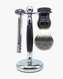 Eco-Razor Black & Chrome Safety Razor and Brush Stand