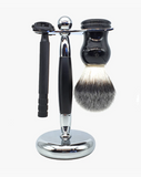 Eco-Razor Black & Chrome Safety Razor and Brush Stand