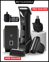 Ubersuave SmoothOperator™ Pro Shaver + Mini Face Shaver + Intimate Wash 40ml + Faux Leather Travel Bag