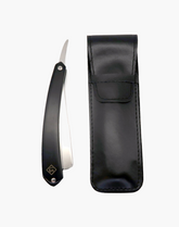 Eco-Razor Black Wood Straight Edge Razor w/ Faux Leather Sleeve Pouch