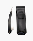 Eco-Razor Black Wood Straight Edge Razor w/ Faux Leather Sleeve Pouch