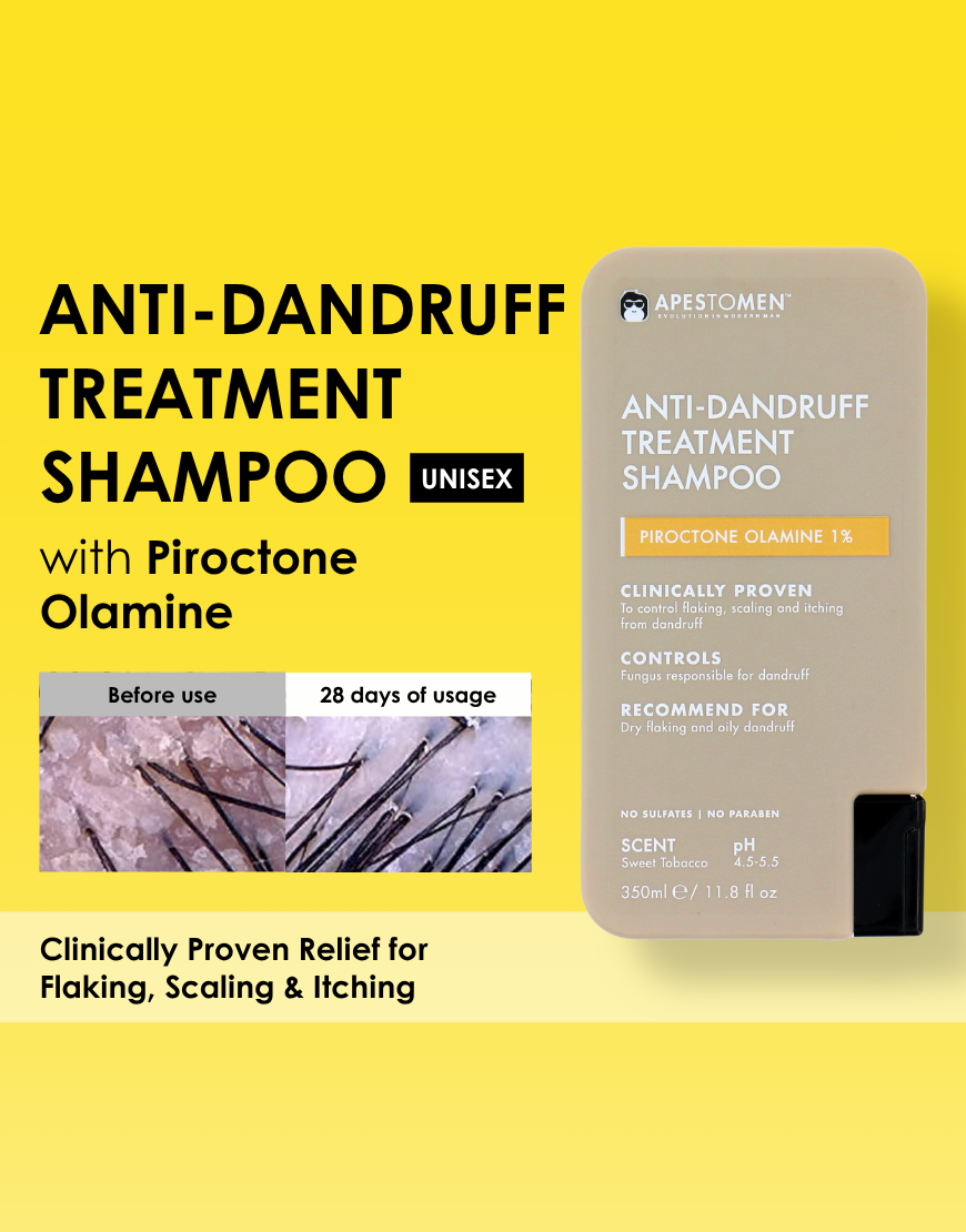 Apestomen Anti-Dandruff Treatment Shampoo 350ml With Piroctone Olamine | Clinically Proven To Control Dry Flaking, Scaling & Itching From Oily Dandruff | pH 4.5-5.5 | Paraben, Sulfate & Silicon free
