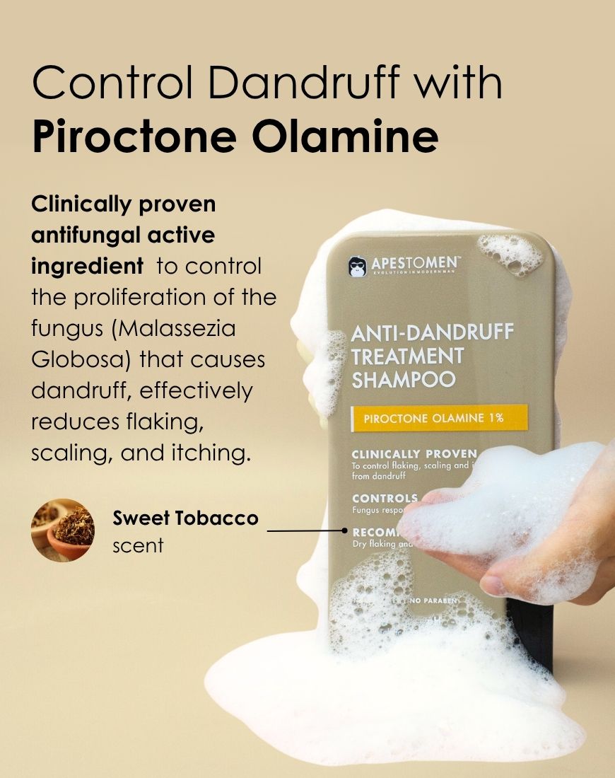 Apestomen Anti-Dandruff Treatment Shampoo 350ml With Piroctone Olamine | Clinically Proven To Control Dry Flaking, Scaling & Itching From Oily Dandruff | pH 4.5-5.5 | Paraben, Sulfate & Silicon free