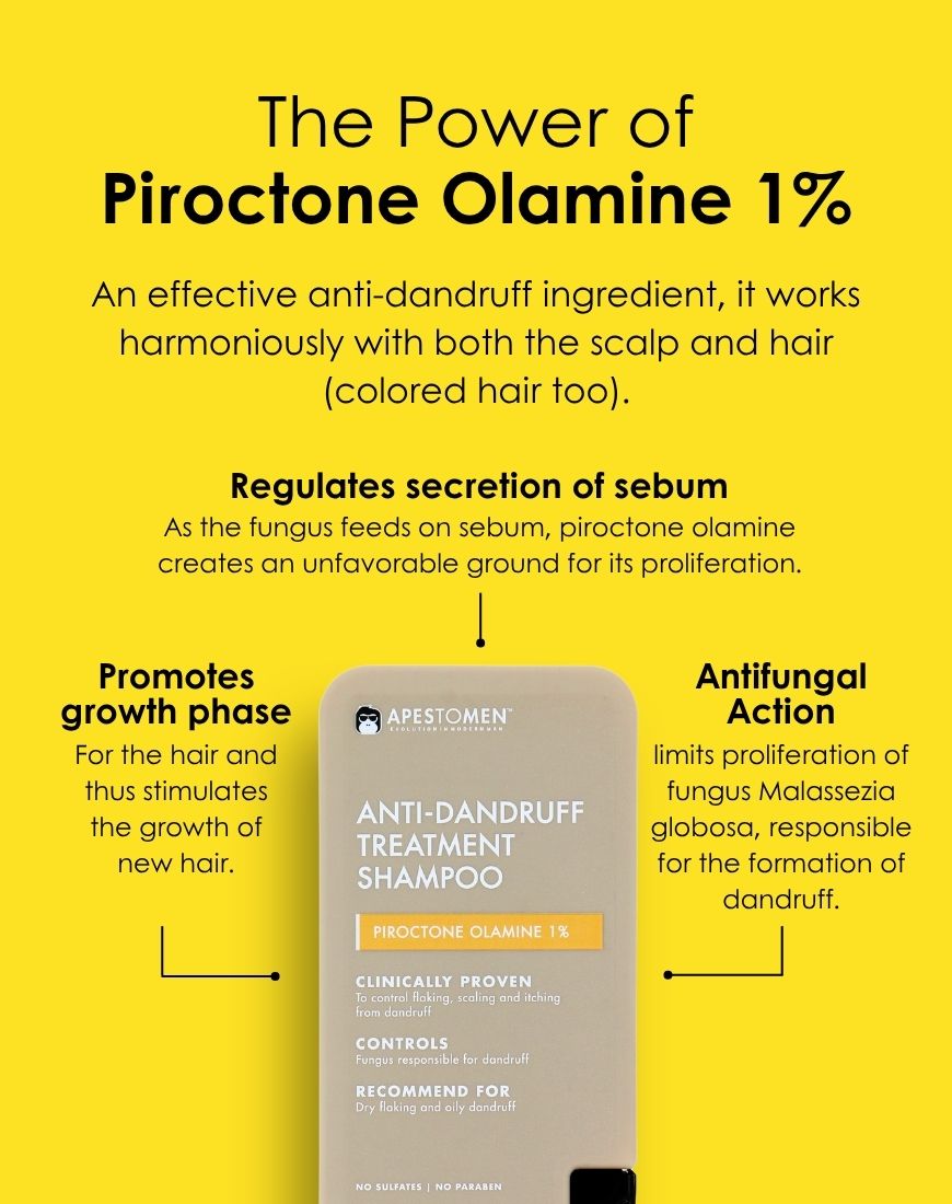 Apestomen Anti-Dandruff Treatment Shampoo 350ml With Piroctone Olamine | Clinically Proven To Control Dry Flaking, Scaling & Itching From Oily Dandruff | pH 4.5-5.5 | Paraben, Sulfate & Silicon free