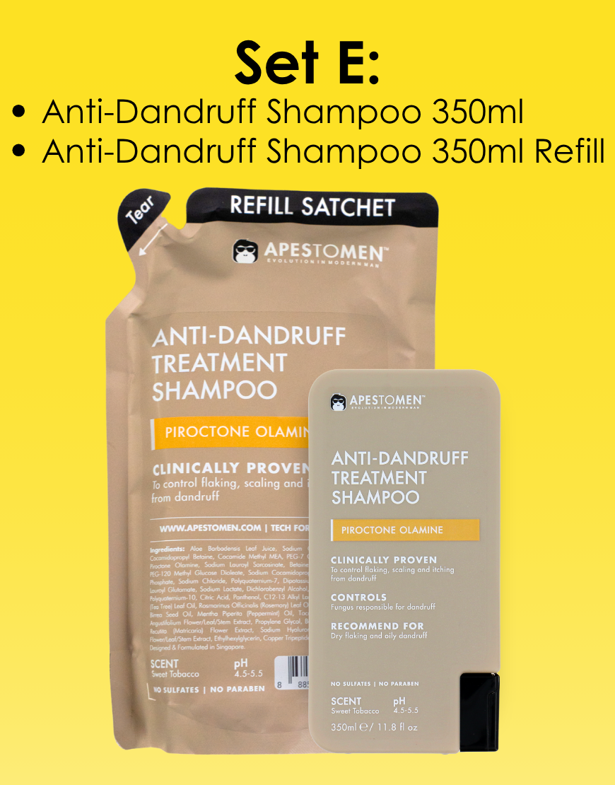 Apestomen Anti-Dandruff Treatment Shampoo 350ml With Piroctone Olamine | Clinically Proven To Control Dry Flaking, Scaling & Itching From Oily Dandruff | pH 4.5-5.5 | Paraben, Sulfate & Silicon free