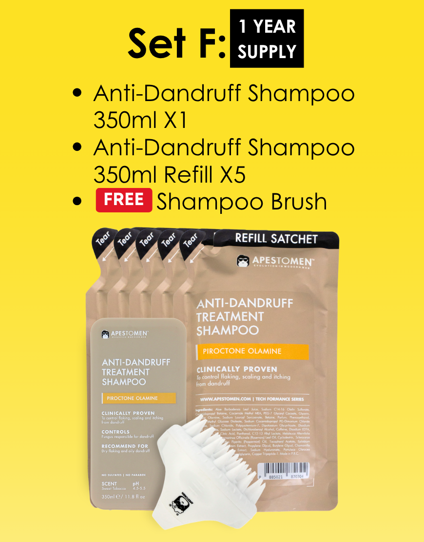 Apestomen Anti-Dandruff Treatment Shampoo 350ml With Piroctone Olamine | Clinically Proven To Control Dry Flaking, Scaling & Itching From Oily Dandruff | pH 4.5-5.5 | Paraben, Sulfate & Silicon free