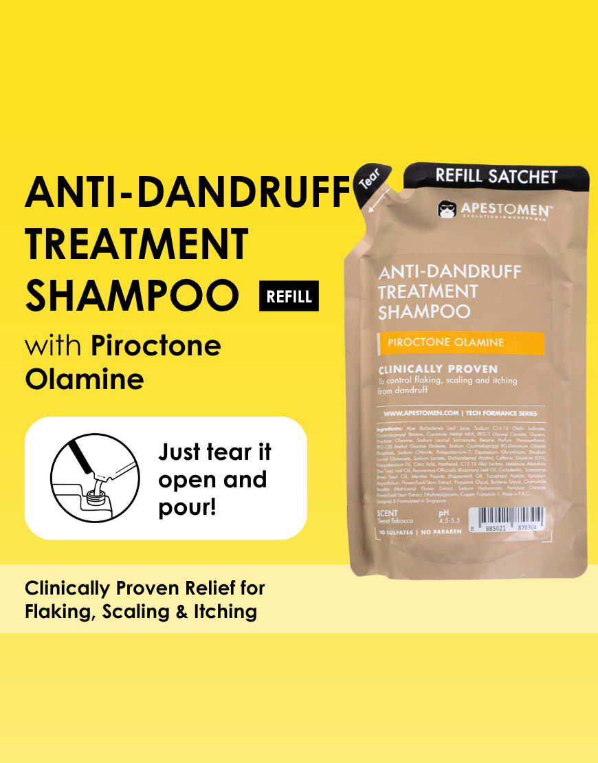 Apestomen Anti-Dandruff Treatment Shampoo 350ml With Piroctone Olamine | Clinically Proven To Control Dry Flaking, Scaling & Itching From Oily Dandruff | pH 4.5-5.5 | Paraben, Sulfate & Silicon free