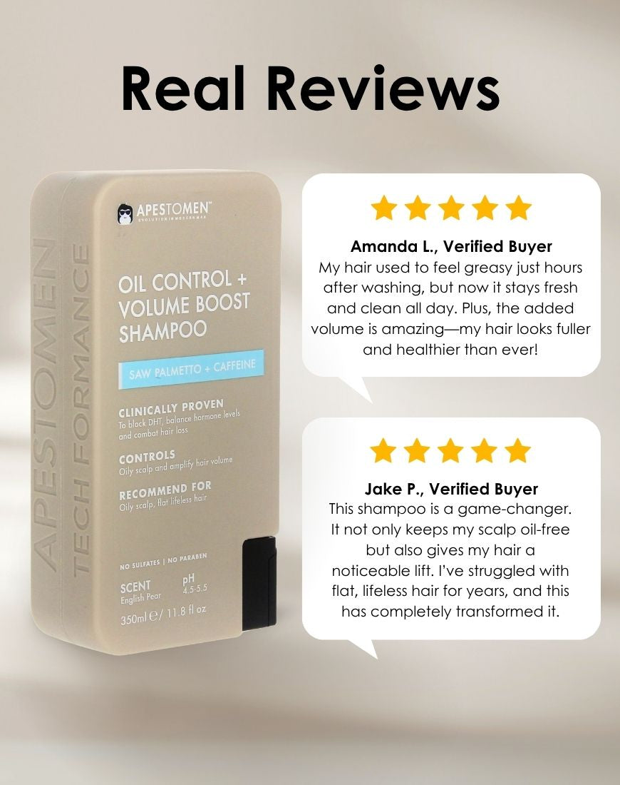 Apestomen Oil Control + Volume Boost Shampoo 350ml With Saw Palmetto | Block DHT Balance Hormone Levels Combat Hair Loss