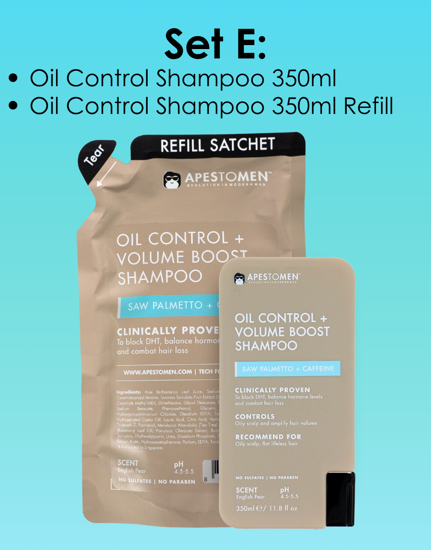 Apestomen Oil Control + Volume Boost Shampoo 350ml With Saw Palmetto | Block DHT Balance Hormone Levels Combat Hair Loss