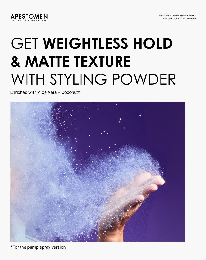 Apestomen Volcanic Ash Styling Powder With Aloe Vera + Coconut Oil | Instant Volume, Weightless Hold & Matte Texture