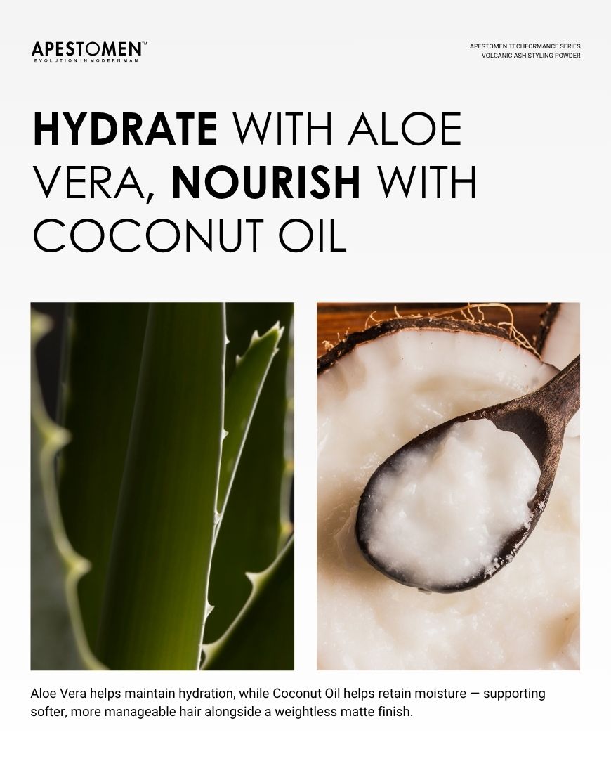Apestomen Volcanic Ash Styling Powder With Aloe Vera + Coconut Oil | Instant Volume, Weightless Hold & Matte Texture