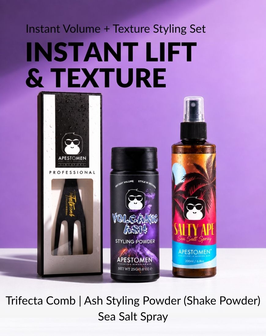 Apestomen Instant Volume + Texture Styling Set With Sea Salt Spray + Volcanic Ash Styling Powder | Fuller Hair, Weightless Volume & Matte Texture
