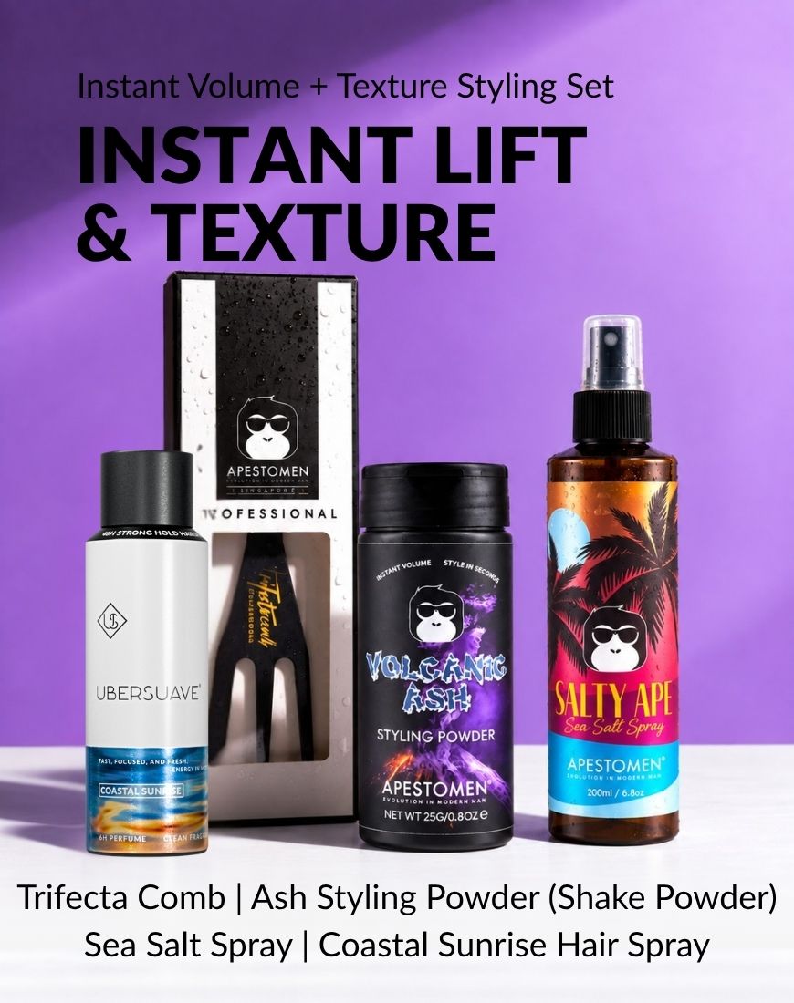 Apestomen Instant Volume + Texture Styling Set With Sea Salt Spray + Volcanic Ash Styling Powder | Fuller Hair, Weightless Volume & Matte Texture