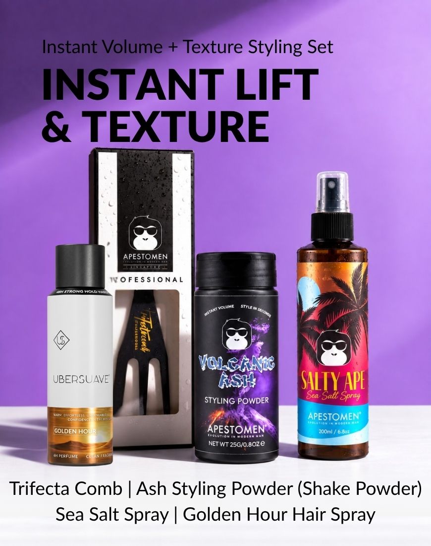 Apestomen Instant Volume + Texture Styling Set With Sea Salt Spray + Volcanic Ash Styling Powder | Fuller Hair, Weightless Volume & Matte Texture