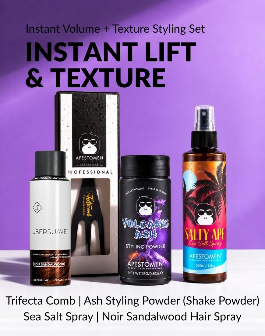 Apestomen Instant Volume + Texture Styling Set With Sea Salt Spray + Volcanic Ash Styling Powder | Fuller Hair, Weightless Volume & Matte Texture
