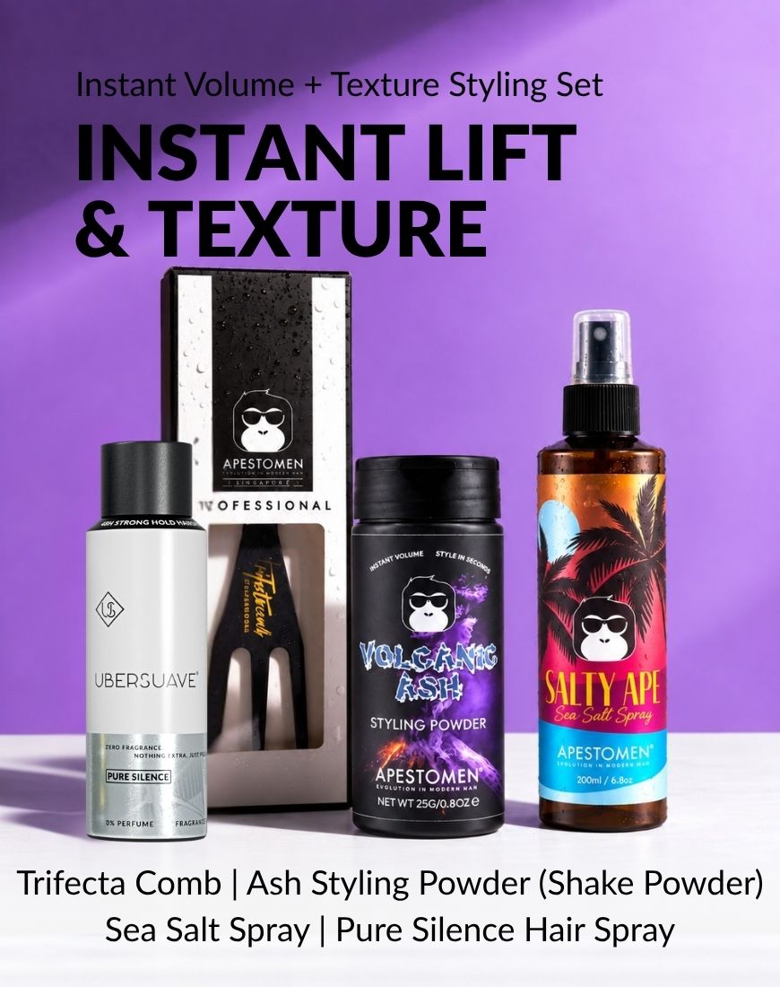 Apestomen Instant Volume + Texture Styling Set With Sea Salt Spray + Volcanic Ash Styling Powder | Fuller Hair, Weightless Volume & Matte Texture