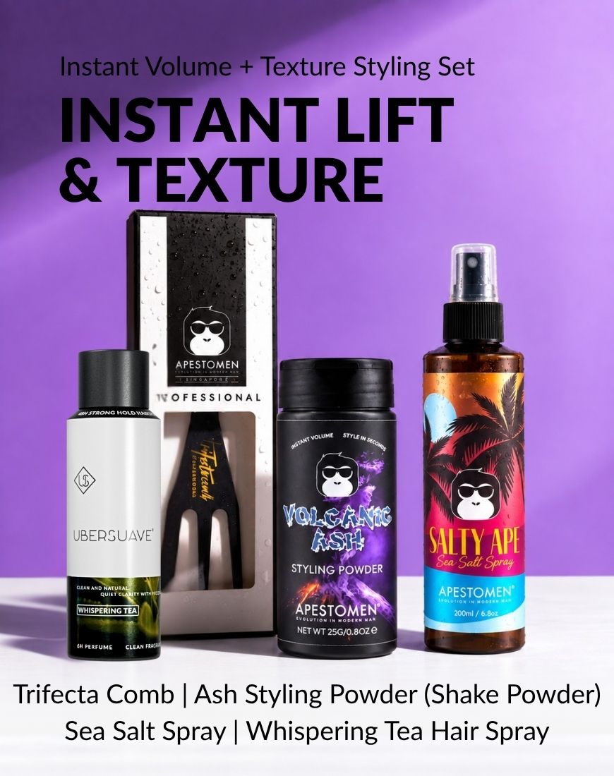 Apestomen Instant Volume + Texture Styling Set With Sea Salt Spray + Volcanic Ash Styling Powder | Fuller Hair, Weightless Volume & Matte Texture