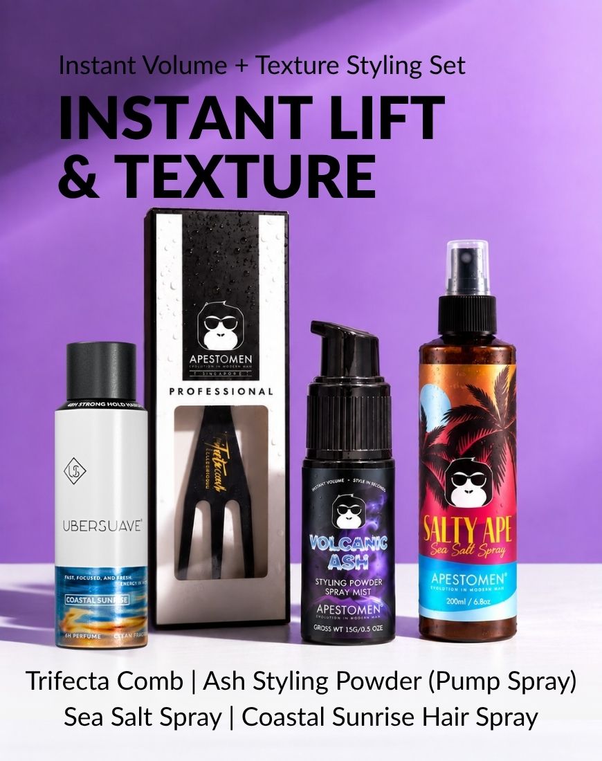Apestomen Instant Volume + Texture Styling Set With Sea Salt Spray + Volcanic Ash Styling Powder | Fuller Hair, Weightless Volume & Matte Texture