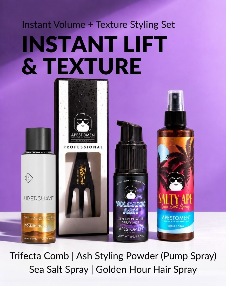 Apestomen Instant Volume + Texture Styling Set With Sea Salt Spray + Volcanic Ash Styling Powder | Fuller Hair, Weightless Volume & Matte Texture