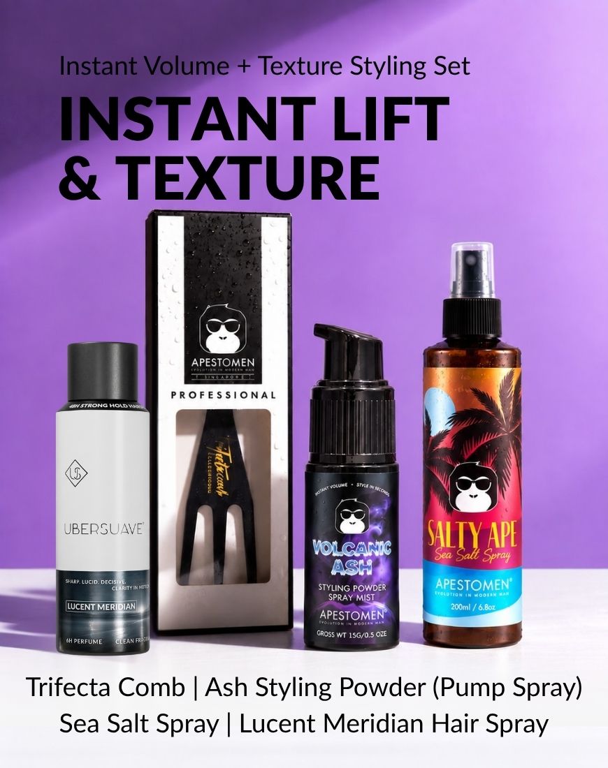 Apestomen Instant Volume + Texture Styling Set With Sea Salt Spray + Volcanic Ash Styling Powder | Fuller Hair, Weightless Volume & Matte Texture