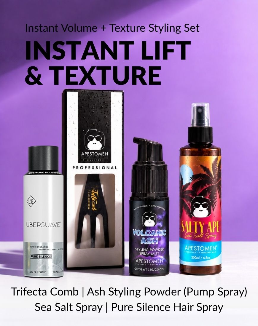 Apestomen Instant Volume + Texture Styling Set With Sea Salt Spray + Volcanic Ash Styling Powder | Fuller Hair, Weightless Volume & Matte Texture