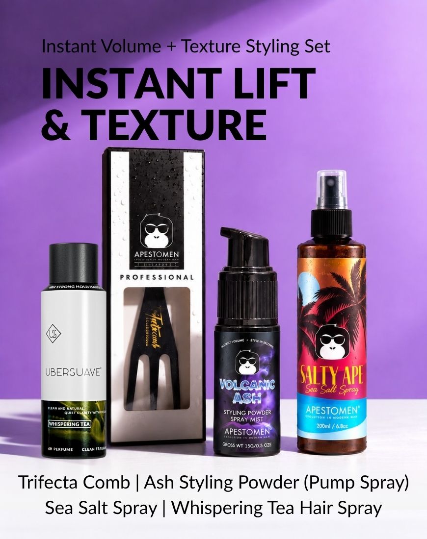 Apestomen Instant Volume + Texture Styling Set With Sea Salt Spray + Volcanic Ash Styling Powder | Fuller Hair, Weightless Volume & Matte Texture