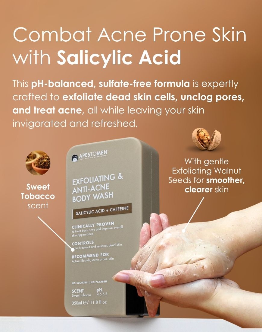 Apestomen Exfoliating & Anti-Acne Body Wash 350ml With Salicylic Acid | Treat Back Acne & Improve Overall Skin Appearance