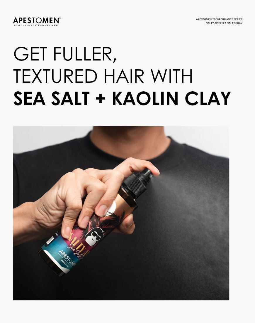 Apestomen Salty Ape Sea Salt Spray | Hair Volume + Texture Spray for Natural Beachy Hairstyles