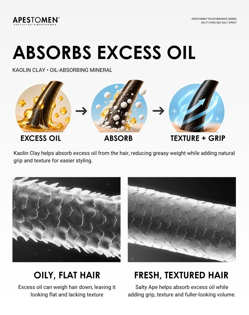 Apestomen Salty Ape Sea Salt Spray | Hair Volume + Texture Spray for Natural Beachy Hairstyles