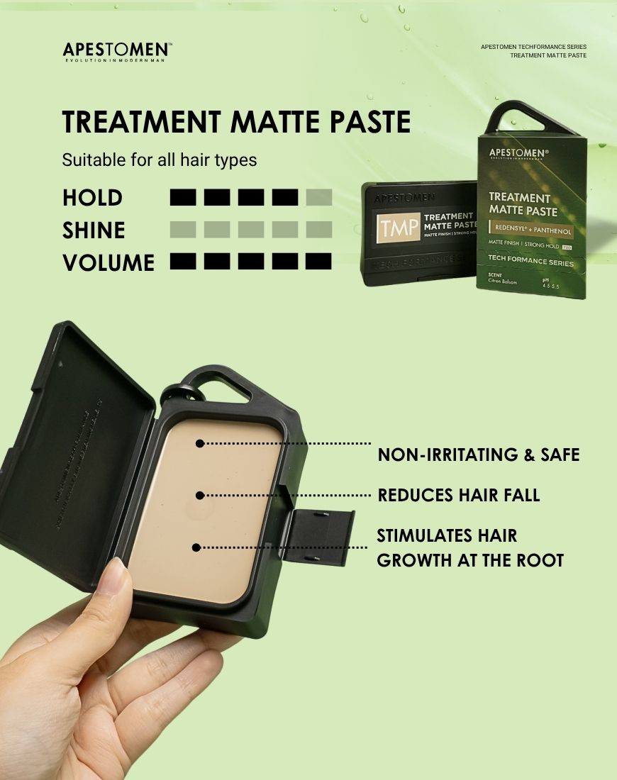 Apestomen Treatment Matte Paste With Redensyl + Panthenol | Fuller Healthier Hair Reduce Hair Loss & No Hair Tugging