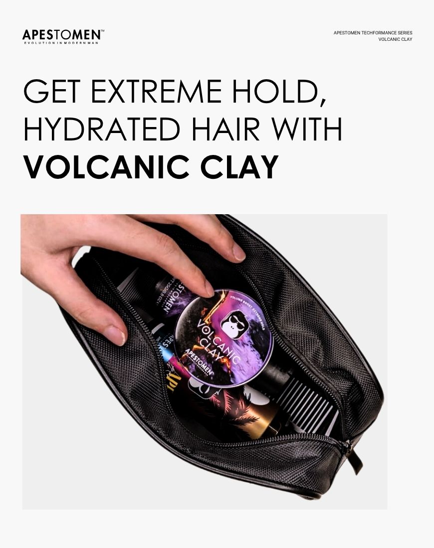 Apestomen Volcanic Clay Extreme Hold With Glycerin | 24H Strong Hold, Volume & Texture, Silky Smooth Application