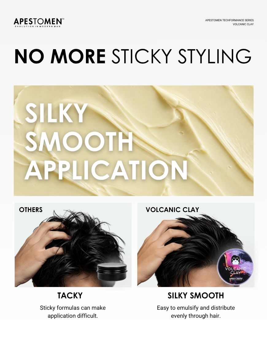 Apestomen Volcanic Clay Extreme Hold With Glycerin | 24H Strong Hold, Volume & Texture, Silky Smooth Application