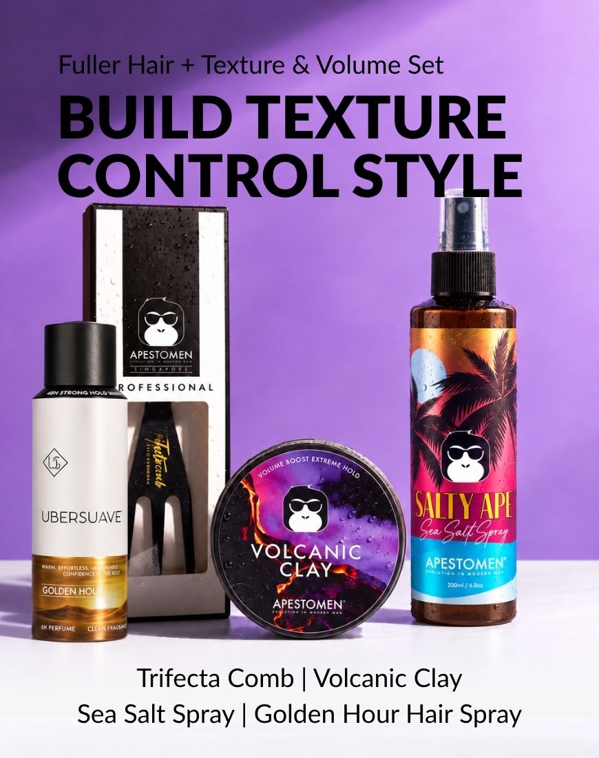 Apestomen Fuller Hair + Texture & Volume Set With Sea Salt Spray + Volcanic Clay | Fuller Hair, Natural Texture & Extreme Hold