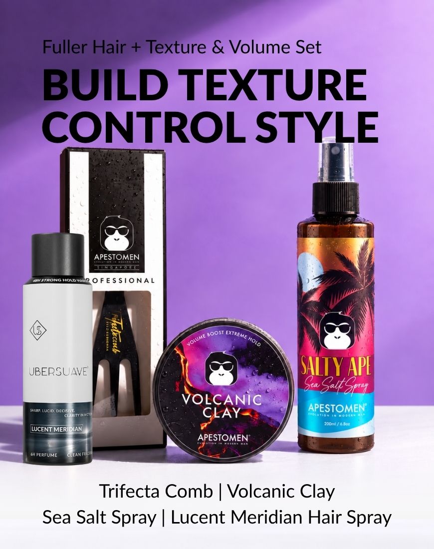 Apestomen Fuller Hair + Texture & Volume Set With Sea Salt Spray + Volcanic Clay | Fuller Hair, Natural Texture & Extreme Hold
