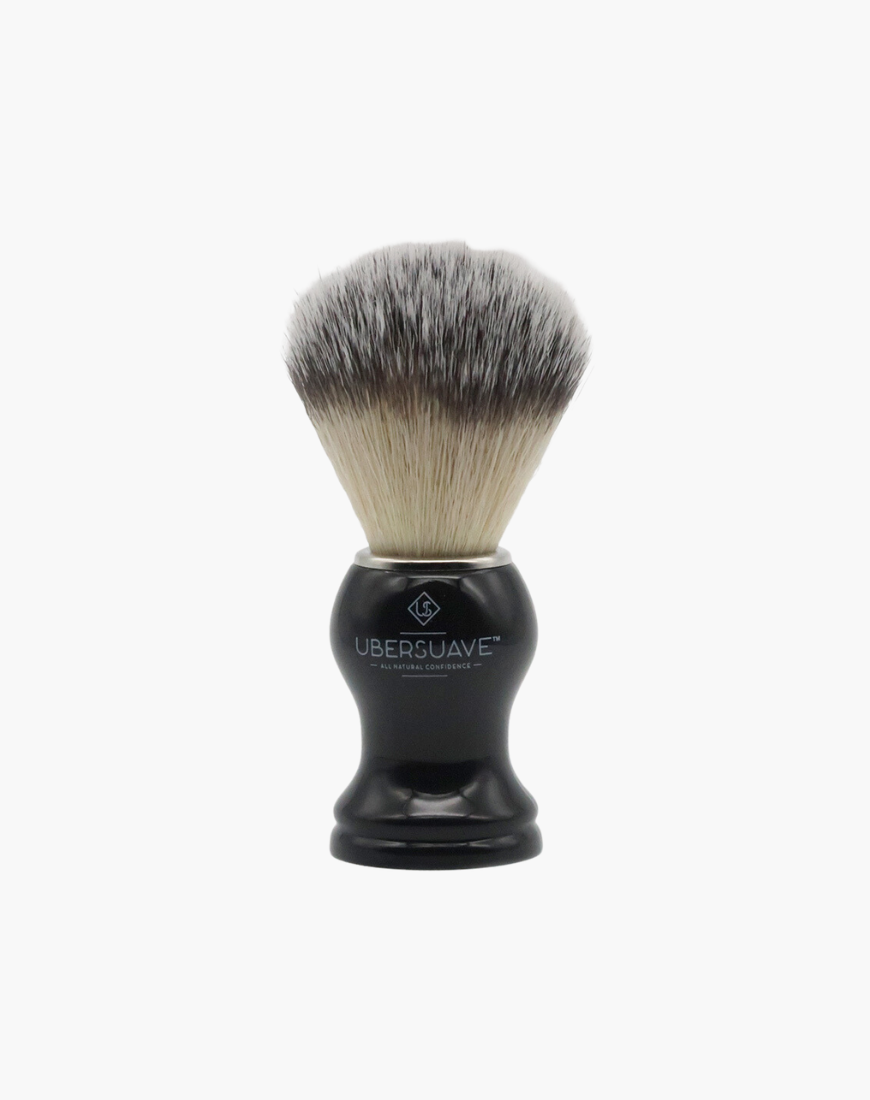 Eco-Razor Black & Chrome Imitation Ebony Shaving Brush (Synthetic Silvertip)