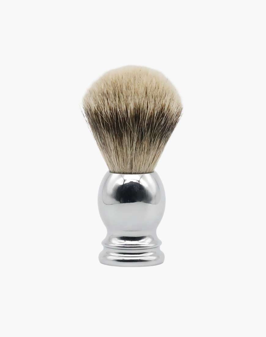 Eco-Razor Bulbous Chrome Shaving Brush (Premium Silvertip Badger)