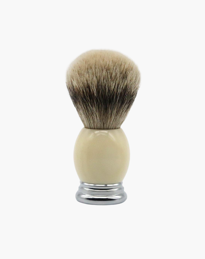 Eco-Razor Large Knot Bulbous Imitation Ivory Shaving Brush (Premium Silvertip Badger)