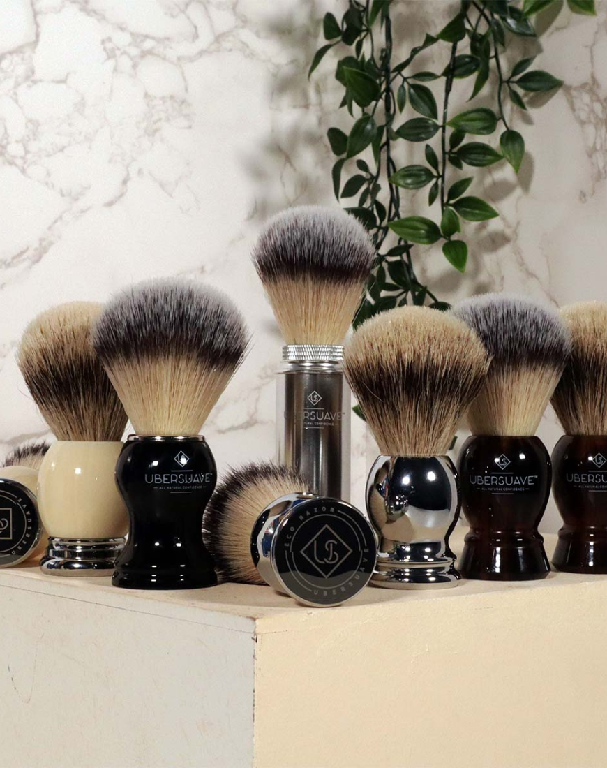 Eco-Razor Large Knot Bulbous Imitation Ivory Shaving Brush (Premium Silvertip Badger)