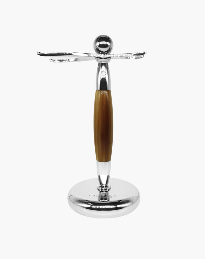 Eco-Razor Faux Horn & Chrome Safety Razor and Brush Stand