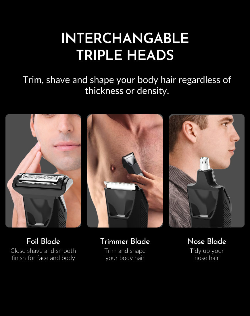 Ubersuave SmoothOperator™ Pro Tri-Blade Shaver Face + Body + Nose