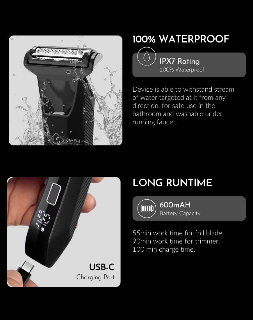 Ubersuave SmoothOperator™ Pro Shaver + Mini Face Shaver + Intimate Wash 40ml + Faux Leather Travel Bag